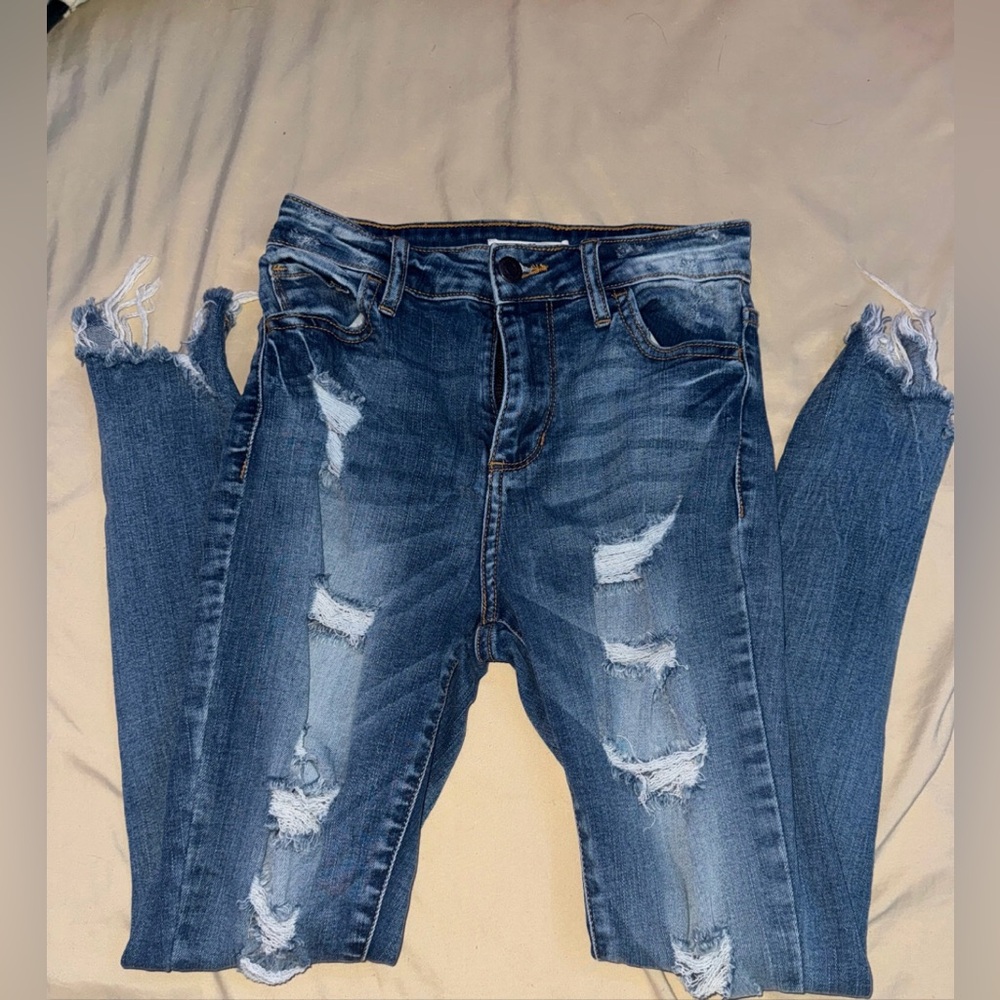 Women's Distressed Blue Jeans